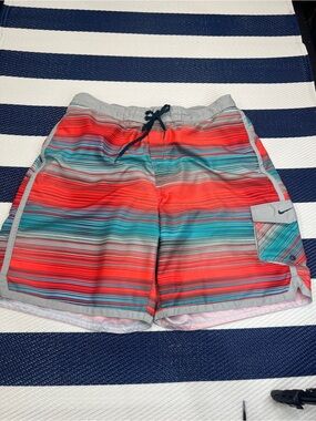 Nike Men’s Striped Swim Trunks Coral Teal